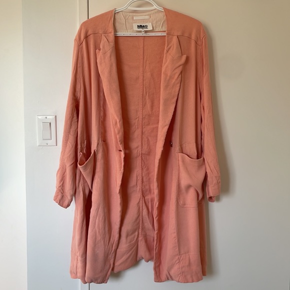 Maison Martin Margiela oversized linen blend duster/blazer in pink - Picture 2 of 7